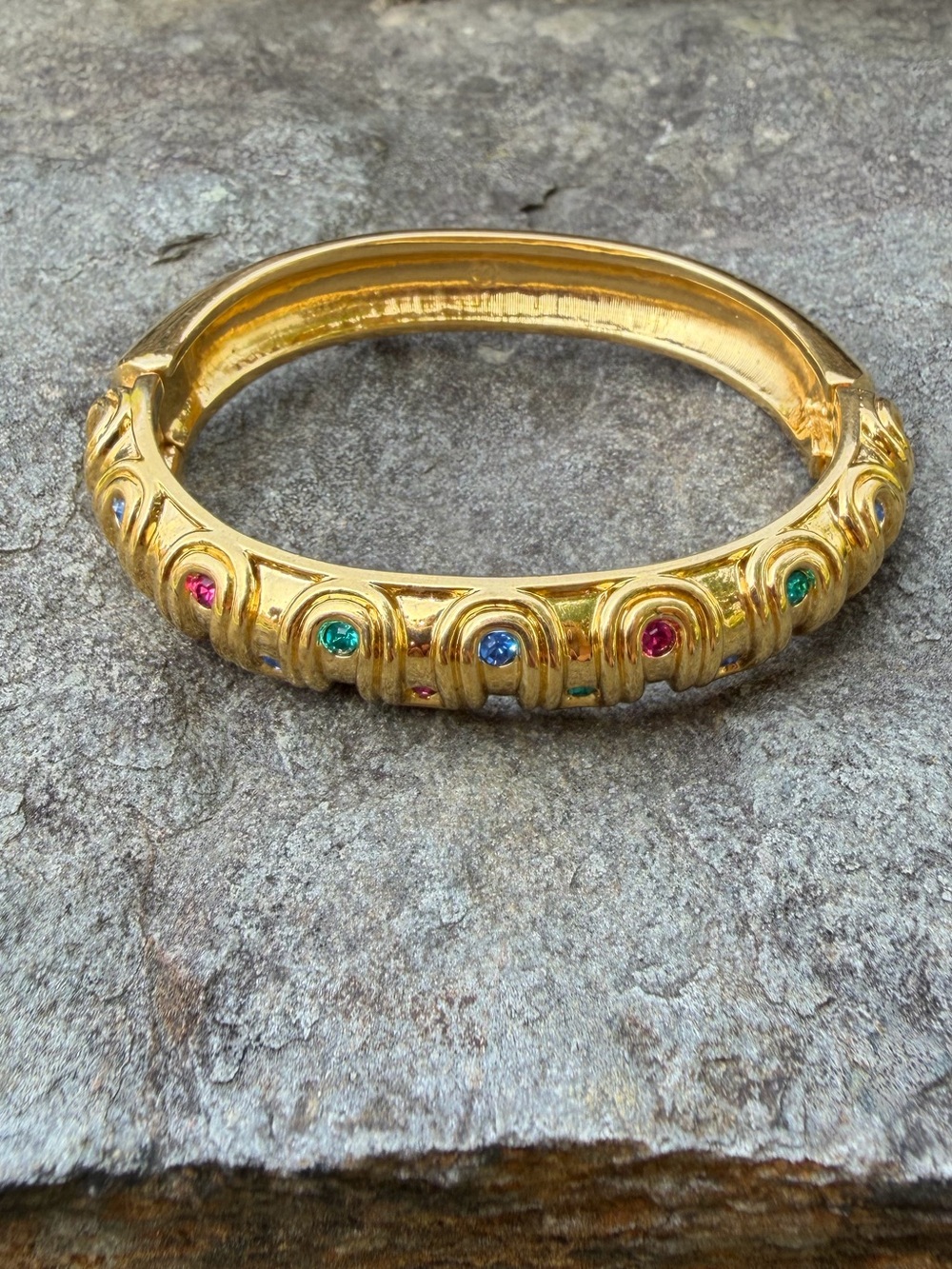 Vintage Swarovski Crystal Gold Multicolor Bangle Bracelet - Picture 8 of 12